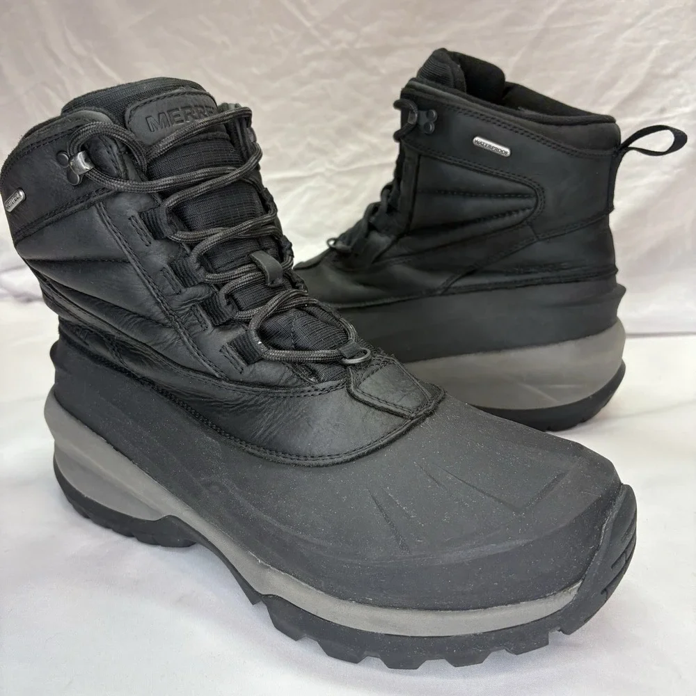 Merrell Thermo Chill Mid Black Waterproof Boots Insulated Hiking Men's Size 11‎